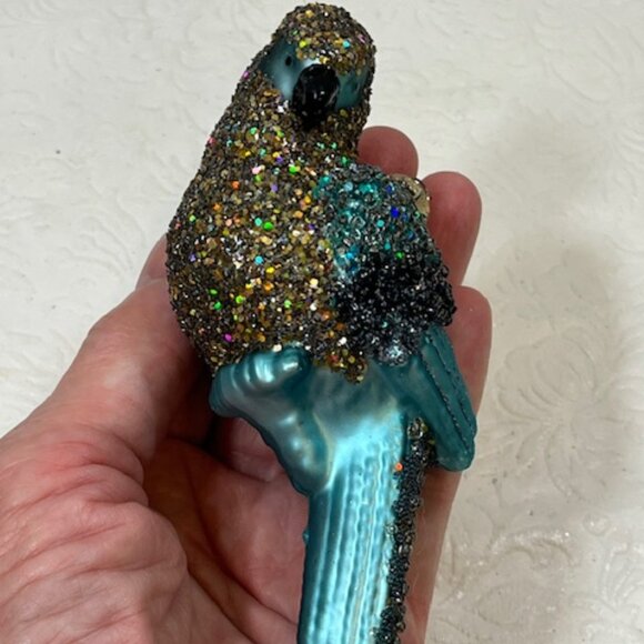Glittered Blue Parrot Bird Christmas Tree Ornament 2.5"x 5" - Picture 11 of 14
